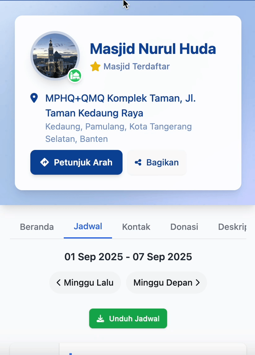 Cek Jadwal Per Masjid